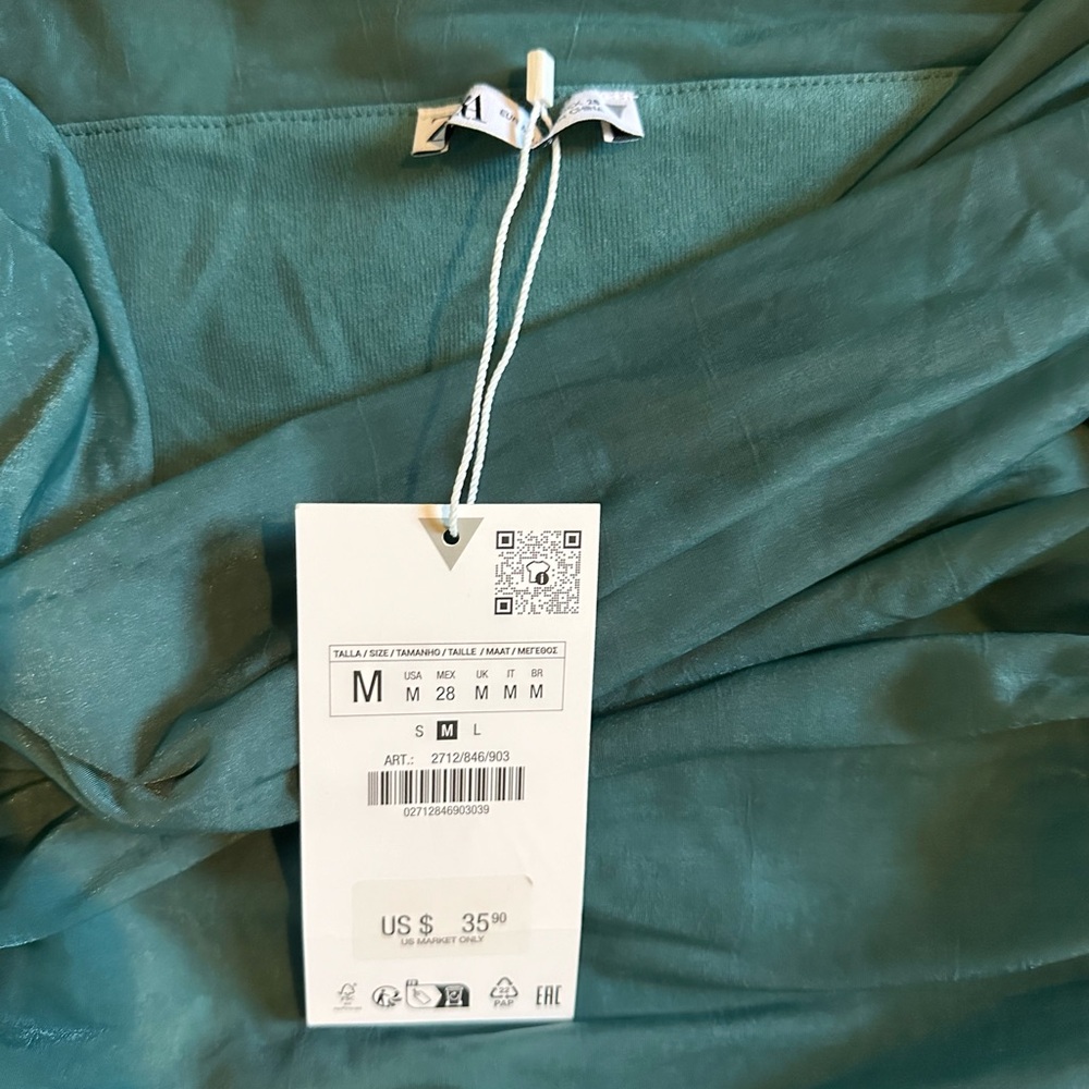 Zara off shoulder teal green top Size M - Picture 4 of 4